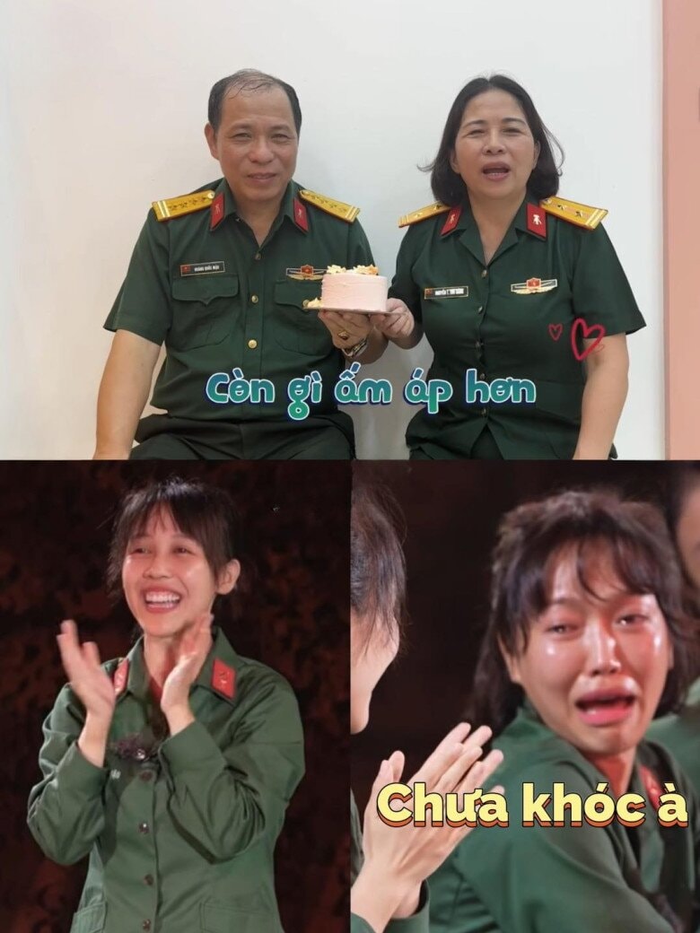 Bố mẹ Hậu Hoàng “gây sốt” khi xuất hiện ở “Sao nhập ngũ 2025”.”><figcaption>Bố mẹ Hậu Hoàng xuất hiện trong một đoạn video tại “Sao nhập ngũ 2025”.</figcaption></figure><p>Hậu Hoàng từng chia sẻ gia đình cô có truyền thống ba đời làm quân nhân, từ ông bà, bố mẹ cho đến nhiều người thân khác. Cô thường xuyên bày tỏ lòng biết ơn và tự hào về truyền thống gia đình trên mạng xã hội vào những dịp lễ của quân đội. Nữ YouTuber cũng được khen ngợi về sự tinh tế khi thường che quân hàm của người thân trong các bức ảnh được đăng tải.</p><figure><img src=