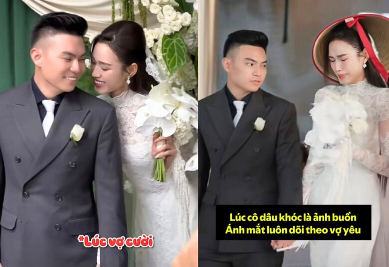 Soi video đám cưới, cộng đồng mạng thích thú khi phát hiện thiếu gia Viết Vương phụ thuộc cảm xúc vào vợ.