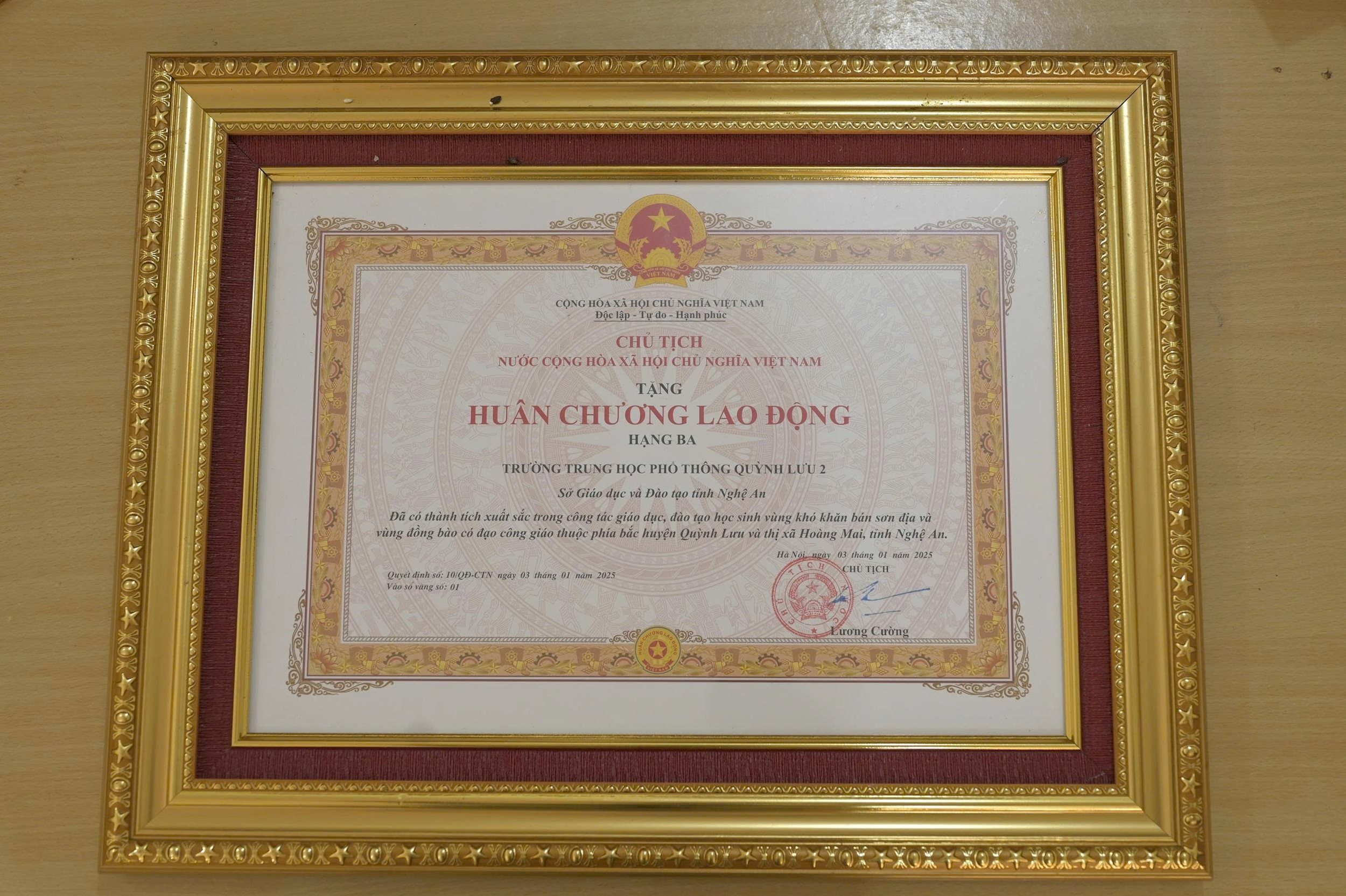 Mục thành tích, Huân chương năm 2025