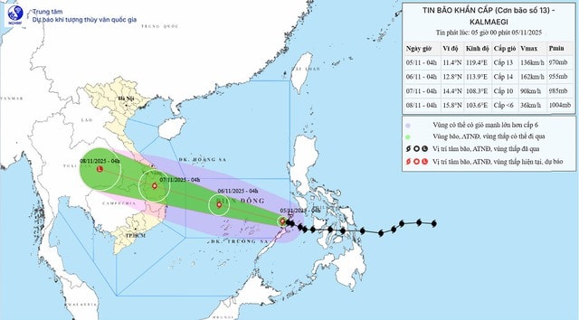 Bão số 13 Kalmaegi: di chuyển nhanh, đổ bộ đất liền Nam Trung Bộ vào khoảng đêm 6/11, rạng sáng 7/11- Ảnh 2.