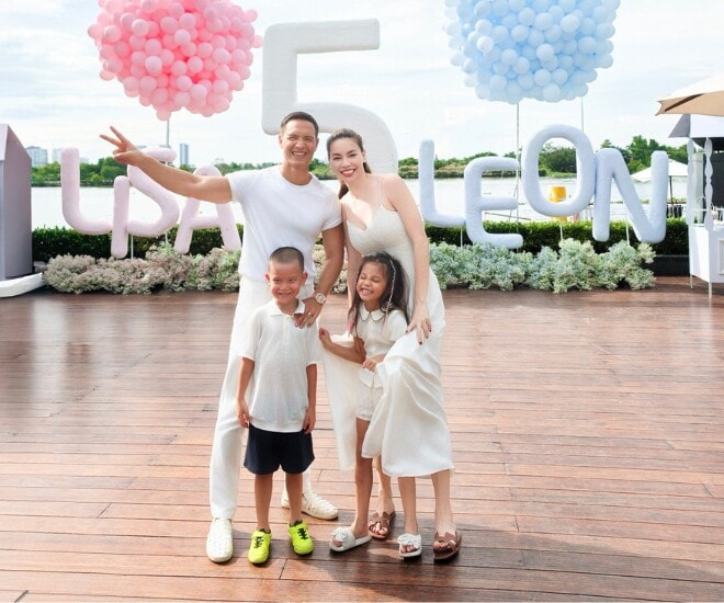 Hồ Ngọc Hà - Kim Lý tổ chức sinh nhật cho cặp song sinh Lisa - Leon.