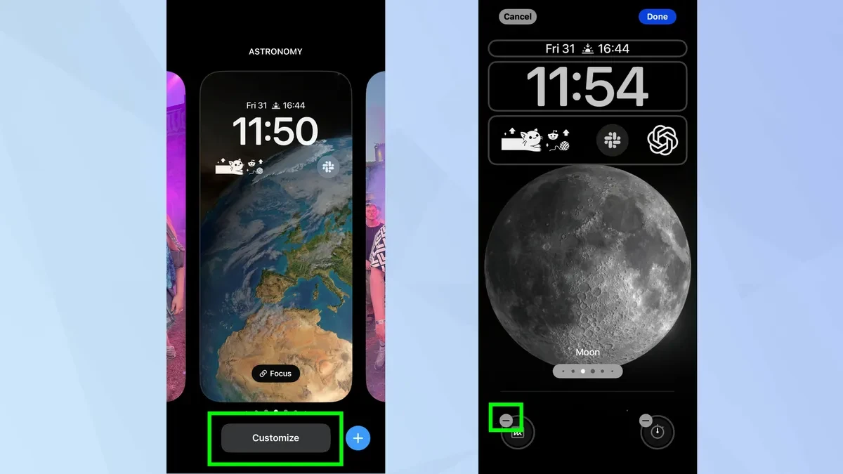Tùy chỉnh các nút phím tắt trên Màn hình khóa của iPhone với hệ điều hành iOS 18.