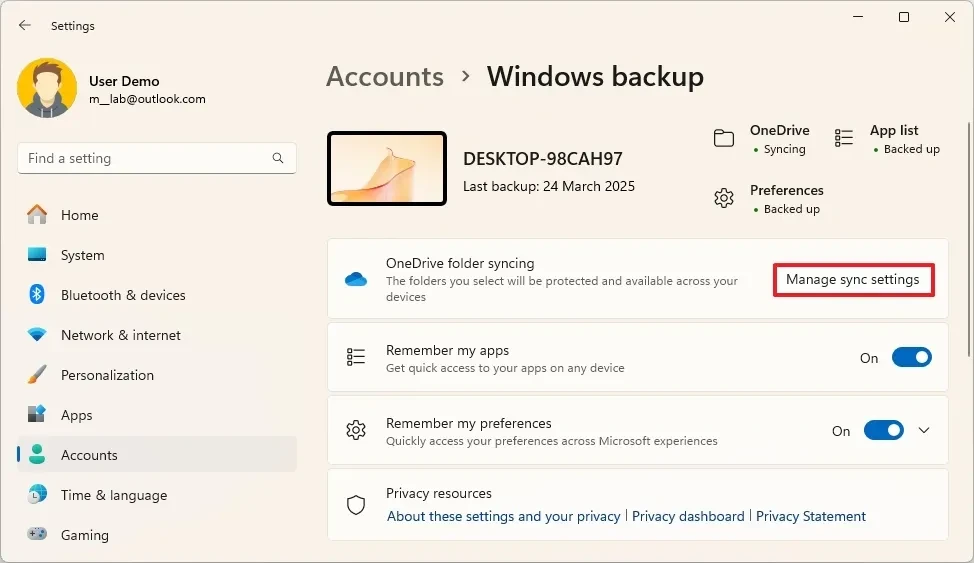 cach sao luu va khoi phuc tep ung dung cai dat bang OneDrive tren Windows 1113