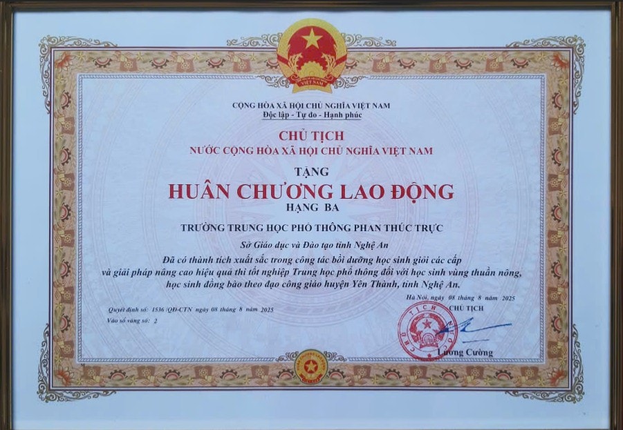 Huân chương Lao động hạng Ba năm 2025