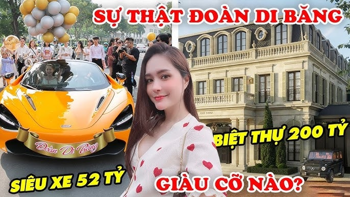 Đoàn Di Băng thường xuyên khoe biệt thự, siêu xe,... nên được gọi là nữ đại gia.