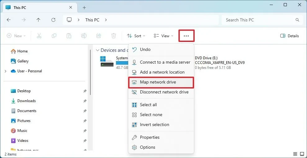 cach anh xa o cung mang map network drive tren Windows 1112