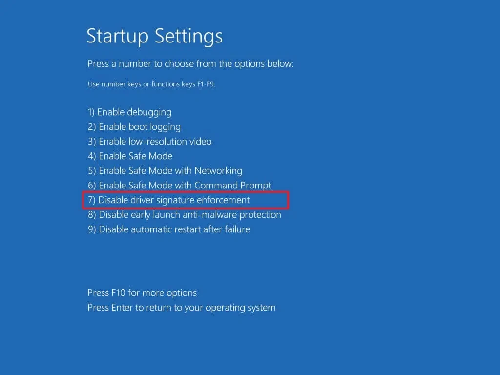 Tùy chọn Startup Settings để thay đổi cài đặt khởi động.