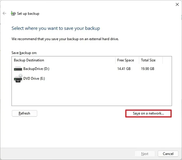 cach tao ban sao luu day du vao o cung mang tren Windows 11 1011