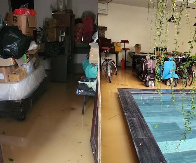 Đồ đạc trong nhà của nữ nghệ sĩ được kê cao, bảo quản cẩn thận.