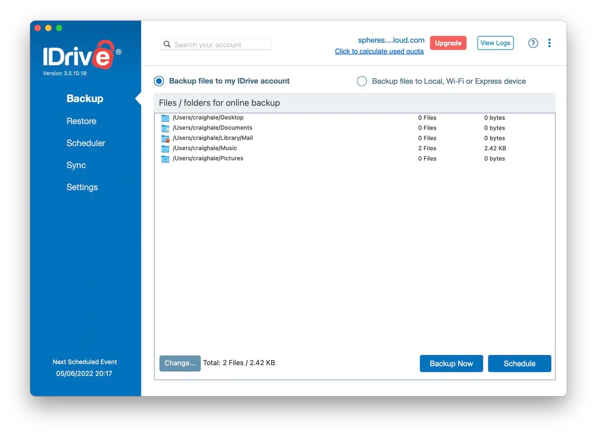 Giao diện của dịch vụ sao lưu đám mây IDrive trên nhiều thiết bị.