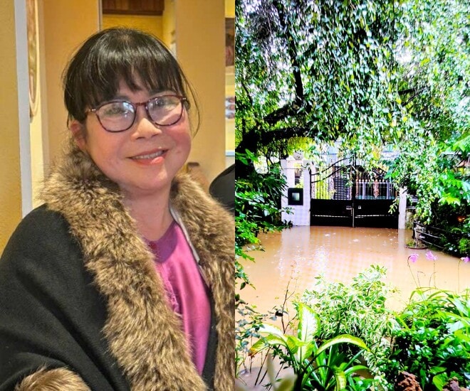 Ngôi nhà của ca sĩ Ánh Tuyết tại Đà Nẵng bị ngập nước.