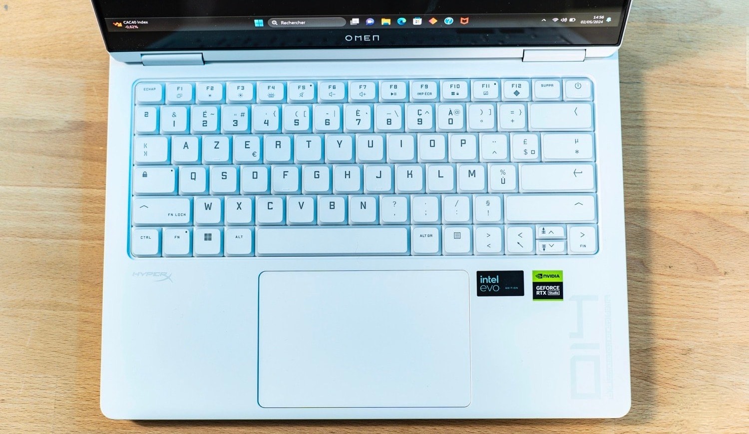 hp omen transcend 14 2024 clavier trackpad