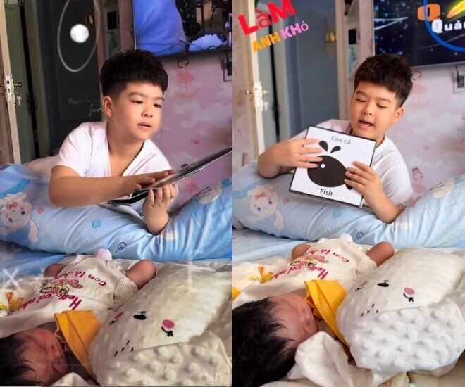 Tin ra dáng anh trai, luôn yêu thương, cưng nựng em gái.