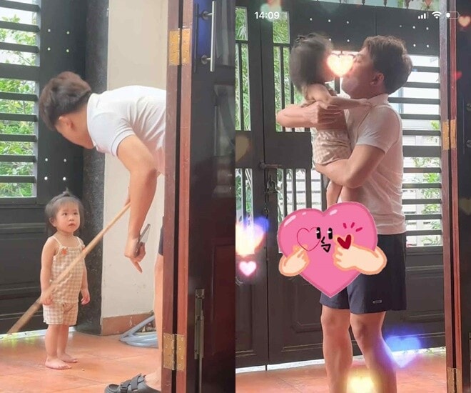 Thanh Trúc ghi lại khoảnh khắc đáng yêu của chồng và con gái.