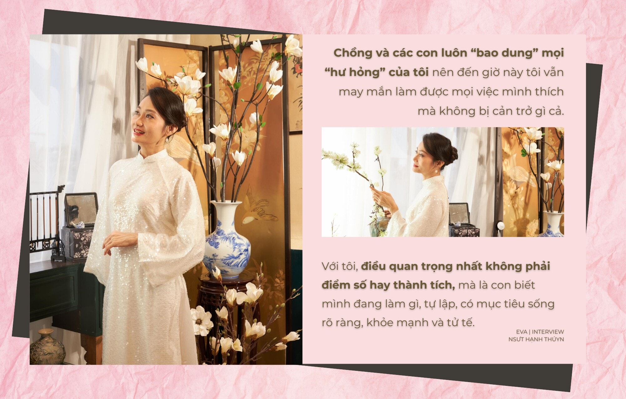 Nữ nghệ sĩ hạnh phúc trong ngày tốt nghiệp bên cạnh người thân và bạn bè.