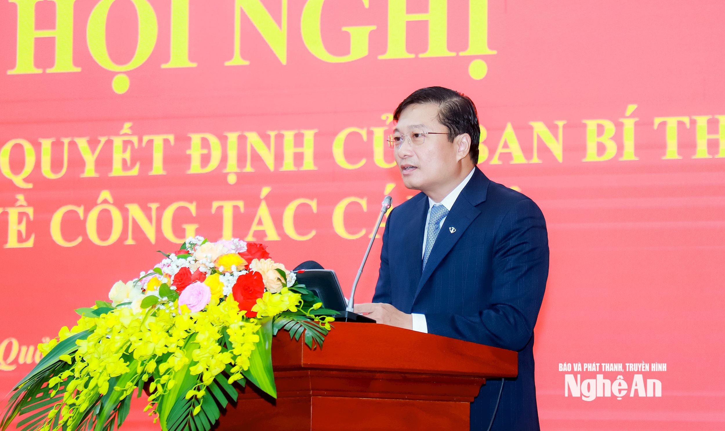 Đồng chí Lê Hồng Vinh phát biểu nhận nhiệm vụ Phó Bí thư Tỉnh ủy Quảng Trị. Ảnh: Thành Duy