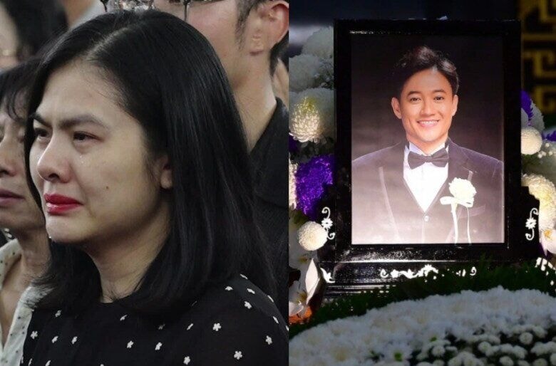 Vân Trang khóc nức nở trong đám tang của Quý Bình.