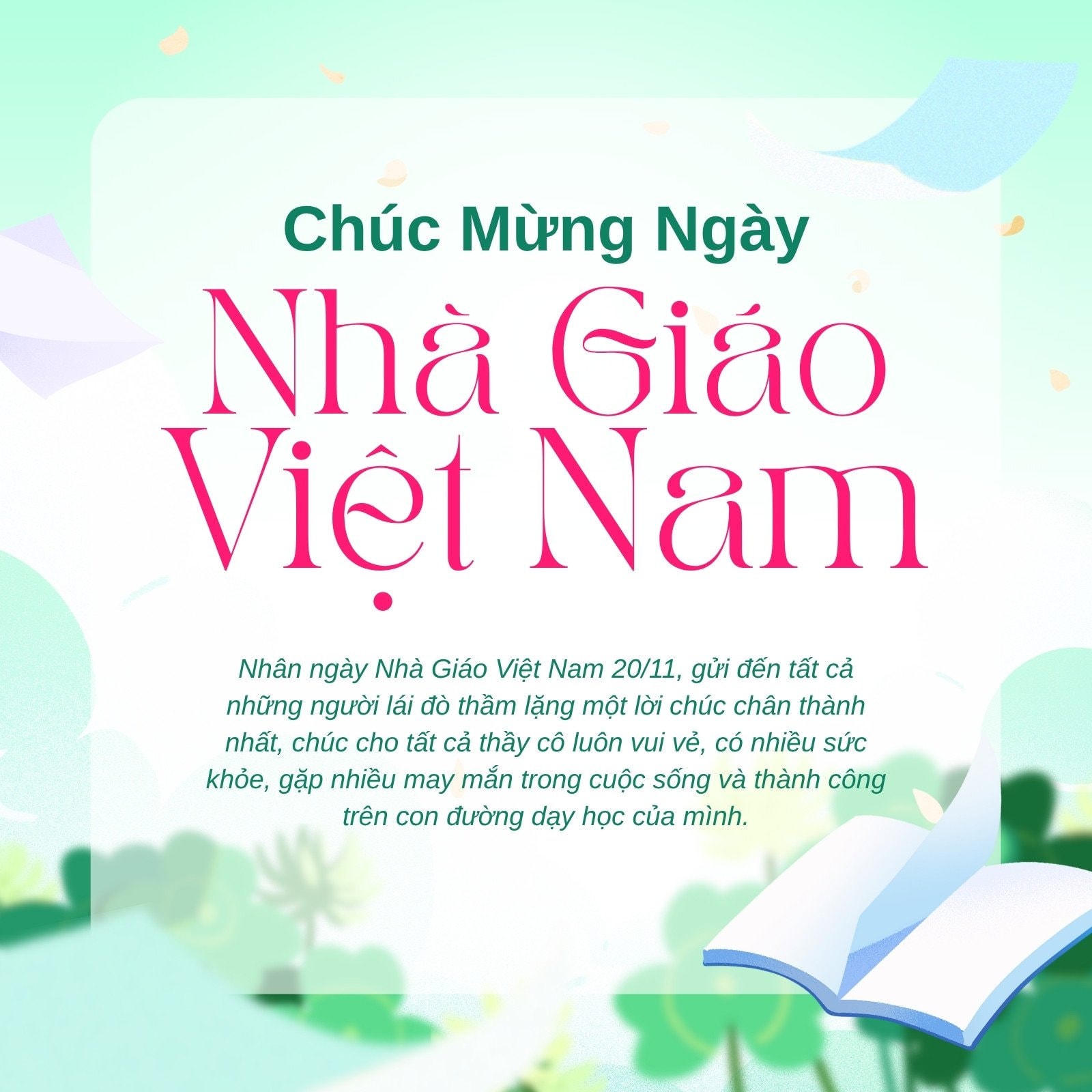 Xanh Minh Họa Lời Chúc Mừng Ngày Nhà Giáo Việt Nam 20/11 Bài Đăng Instagram