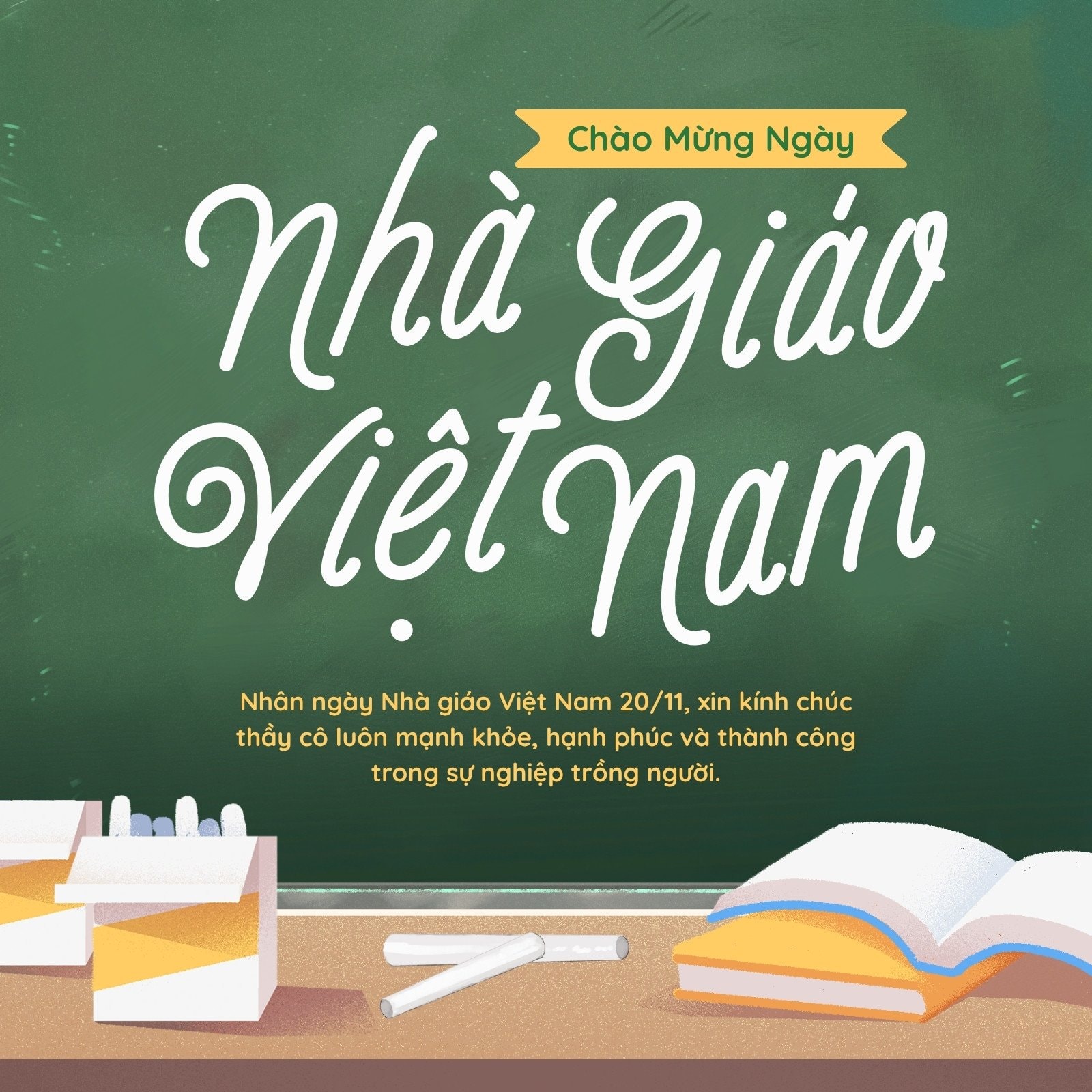 Xanh Minh Họa Lời Chúc Mừng Ngày Nhà Giáo Việt Nam 20/11 Bài Đăng Instagram