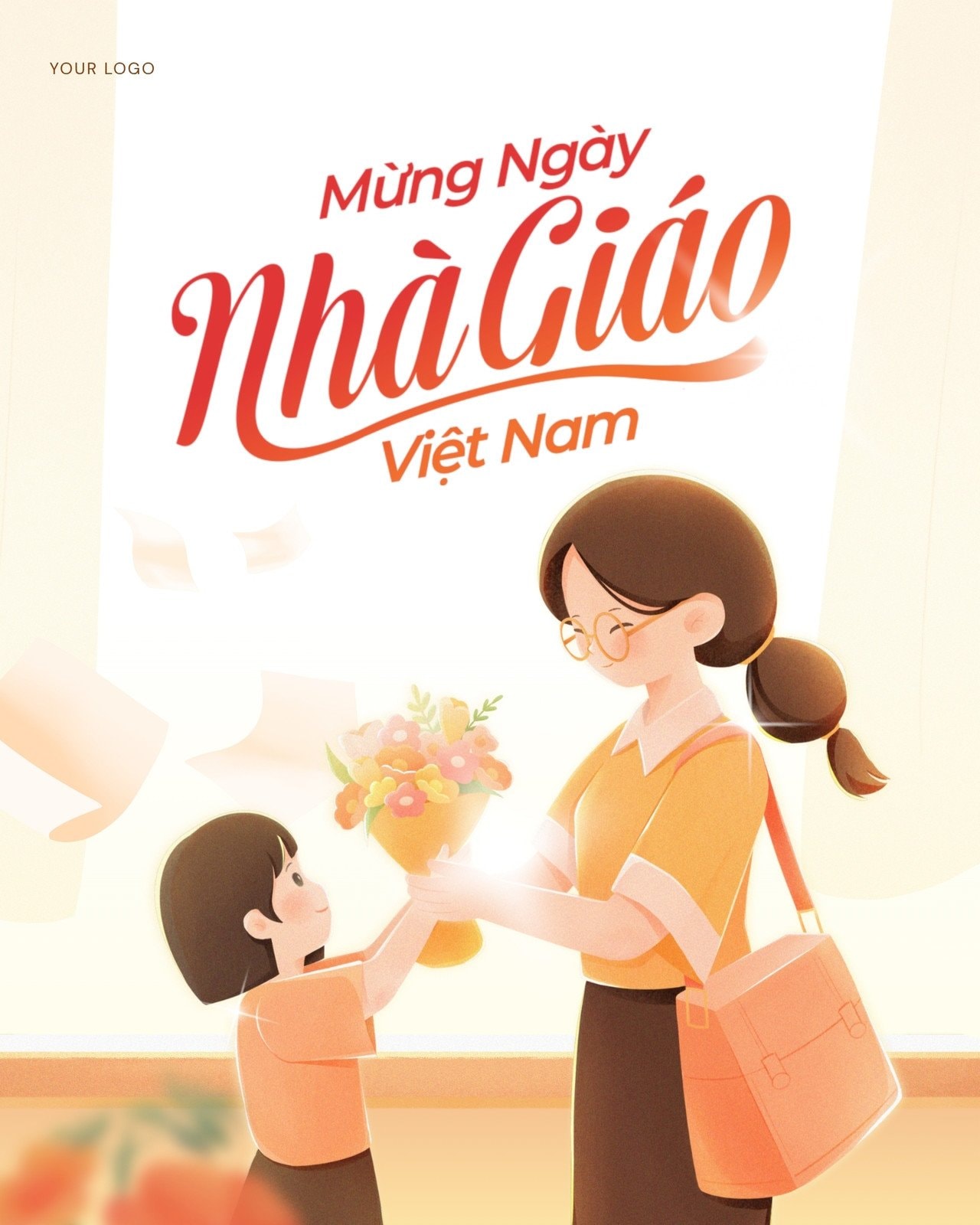Bài đăng Instagram Chúc mừng Ngày Nhà giáo Việt Nam Hiện đại Đỏ vàng