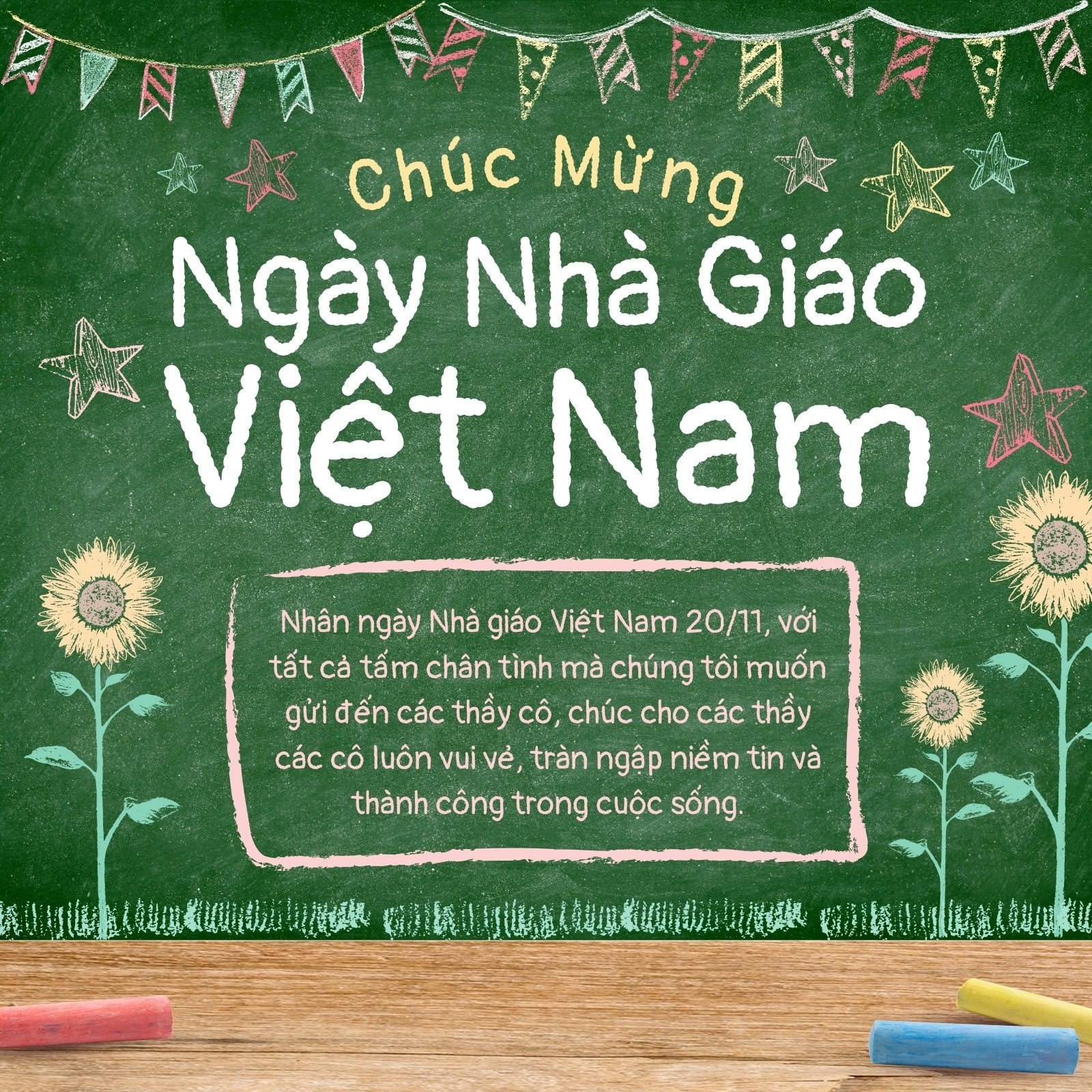 Đầy Màu Sắc Minh Họa Lời Chúc Mừng Ngày Nhà Giáo Việt Nam 20/11 Instagram Post
