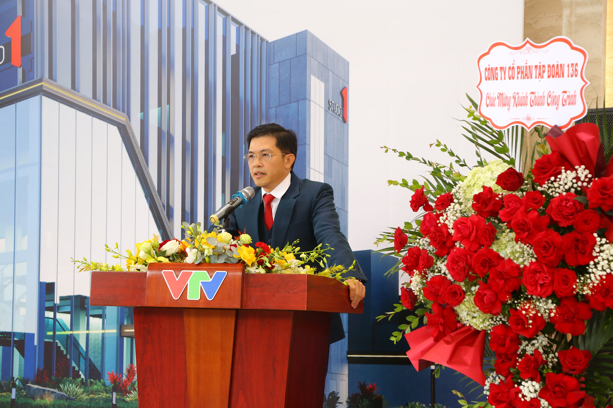 Ông Nguyễn Đăng Thuận, Chủ tịch Hội đồng Quản trị Công ty Cổ phần Tập đoàn 136, đại diện nhà thầu thi công dự án phát biểu tại buổi lễ.