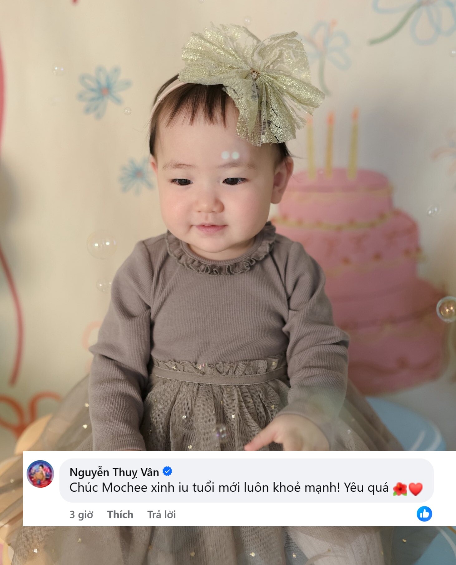 BTV Thụy Vân xuýt xoa trước độ đáng yêu của nhóc tì.