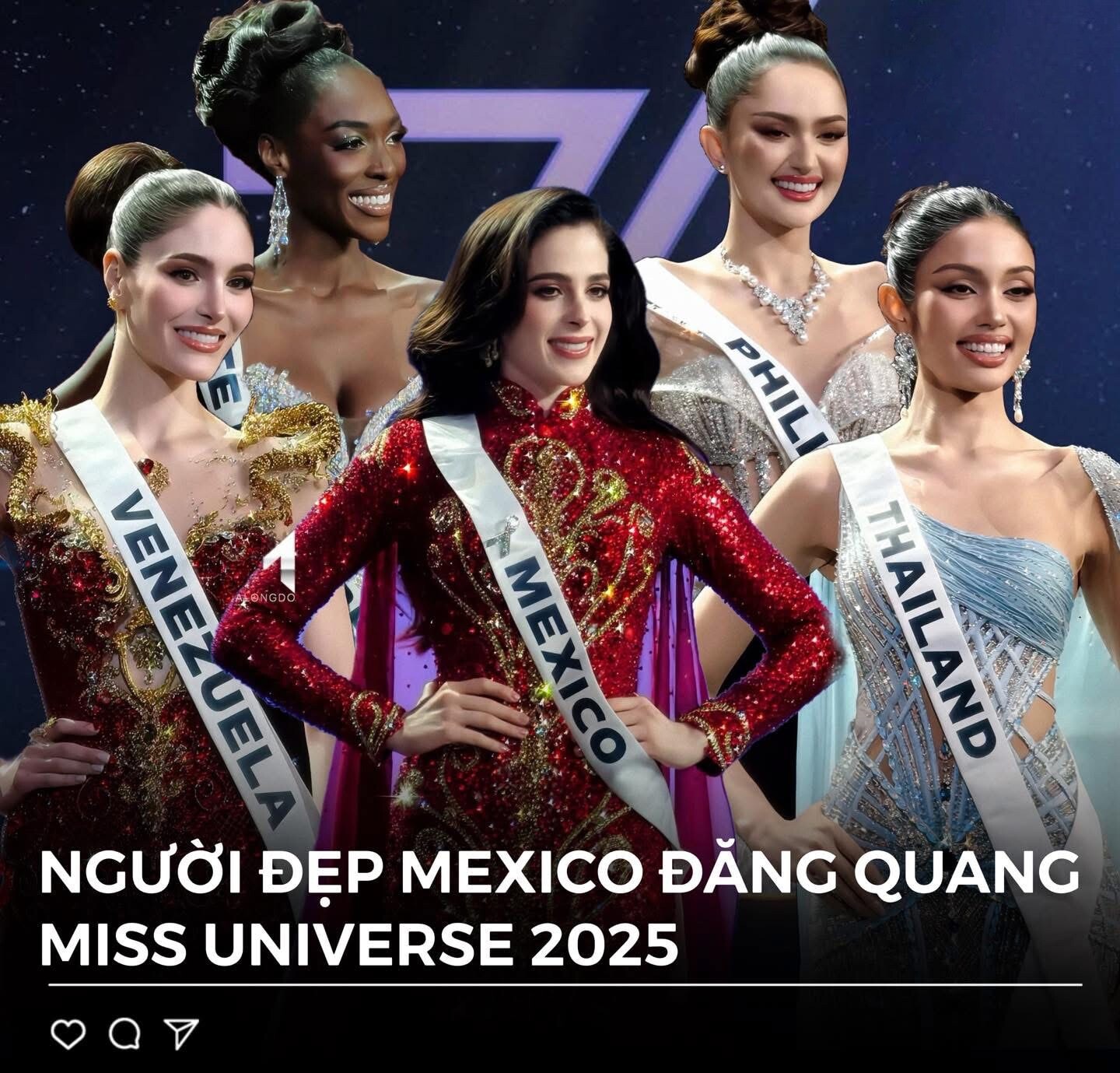 Top 5 chung cuộc tại Miss Universe năm nay. (Ảnh: Hóng hớt showbiz)