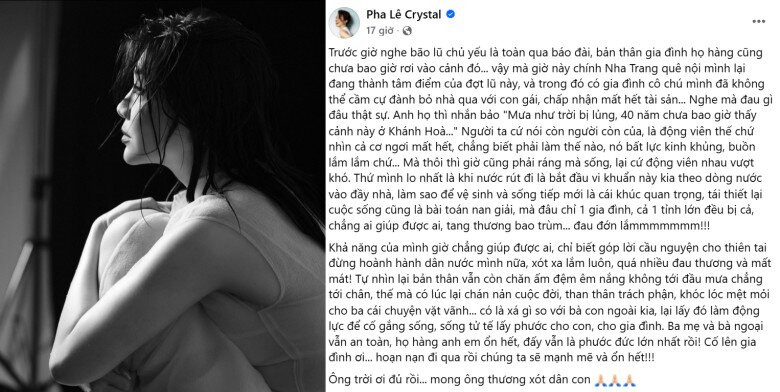 Pha Lê xót xa khi thấy quê nhà ở Nha Trang bị ngập nặng.