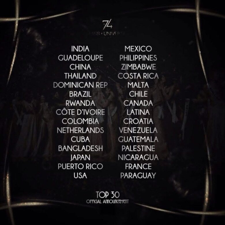 Việt Nam vắng mặt trong Top 30 Miss Universe năm nay.