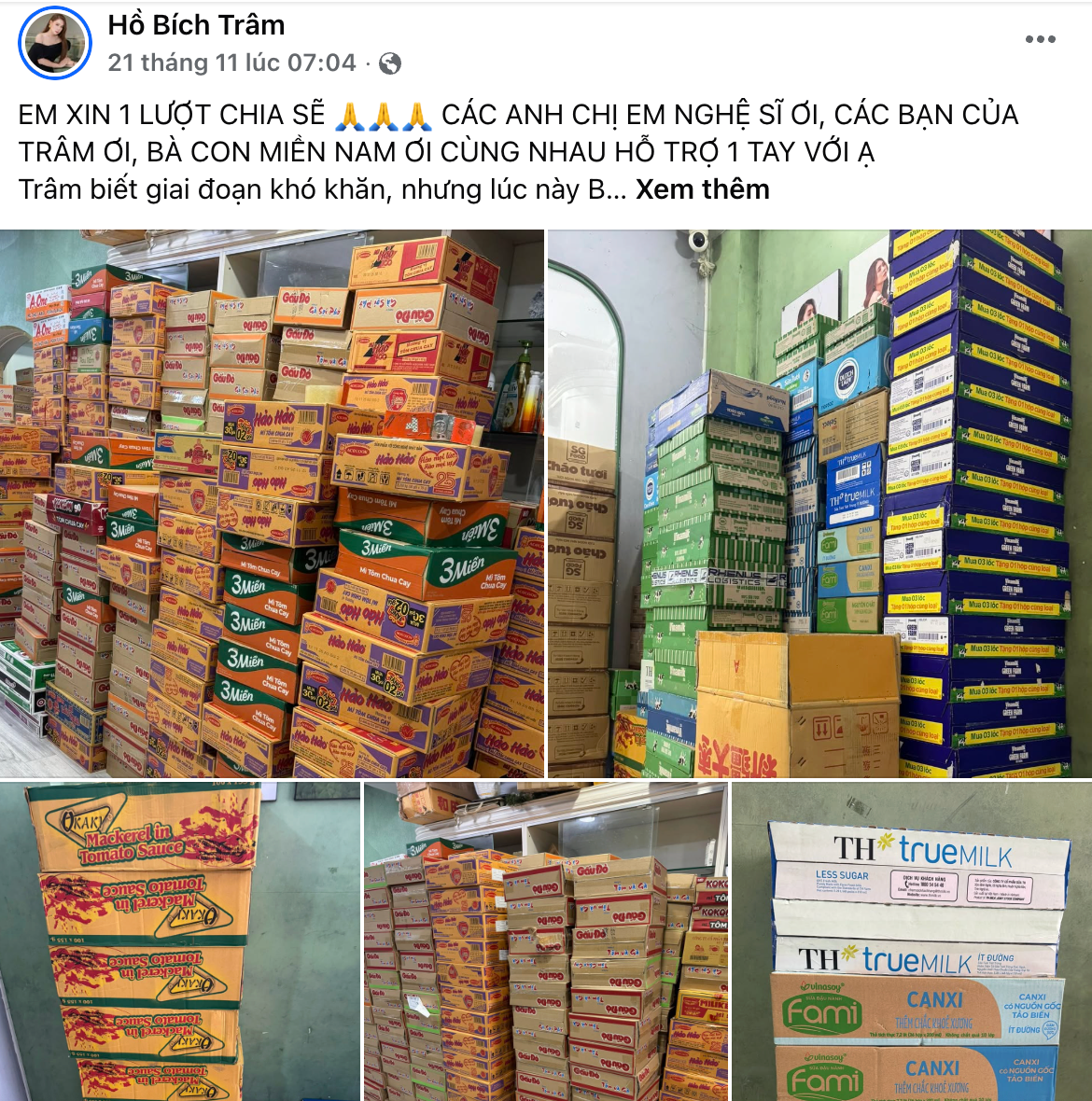 Dàn sao Việt chuẩn bị nhu yếu phẩm gửi ra miền Trung