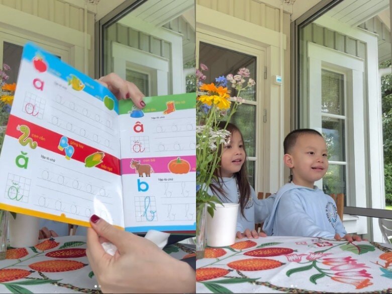 Hồ Ngọc Hà giữ thói quen tập cho các con nói tiếng mẹ đẻ.