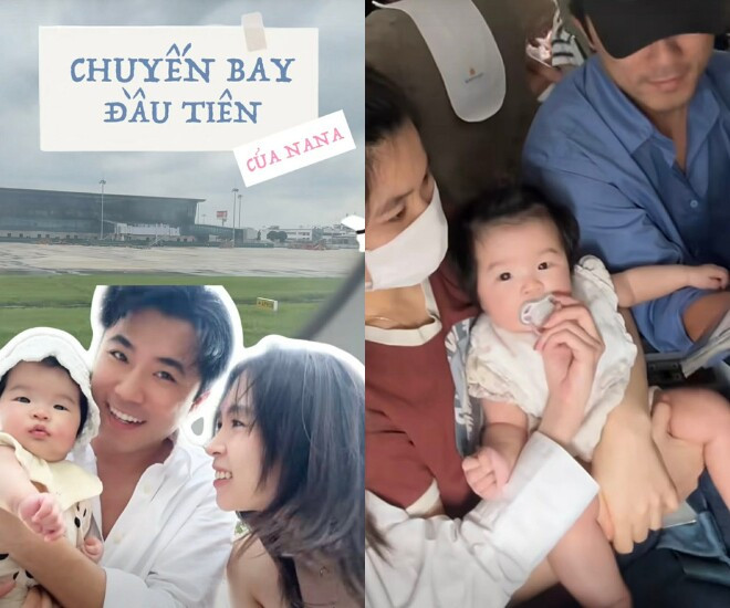 Cháu ngoại Xuân Hinh 4 tháng tuổi đã được trải nghiệm du lịch bằng máy bay.