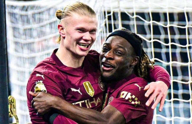 Bộ đôi Haaland và Doku.