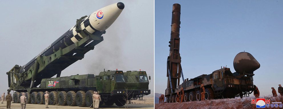(L) Hwasong-17; (R) Hwasong-18 - Ảnh Ruwiki KCNA