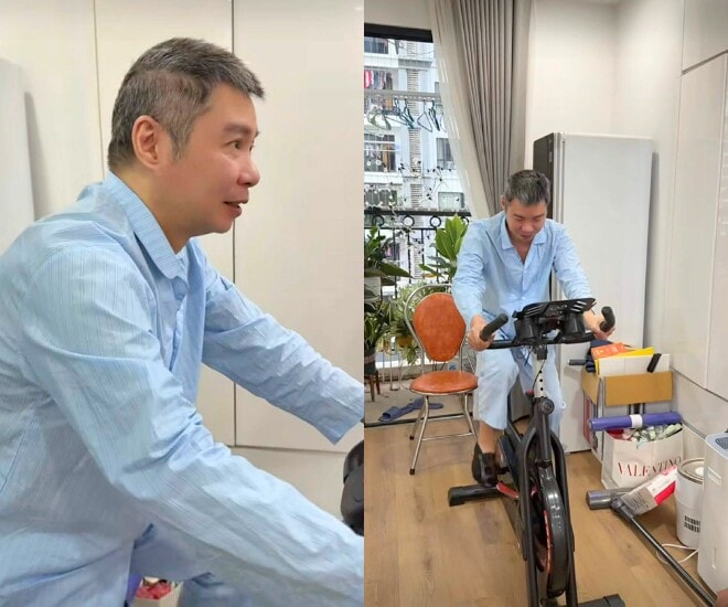 NSND Công Lý trông khỏe khoắn khi tự tập luyện tại nhà.
