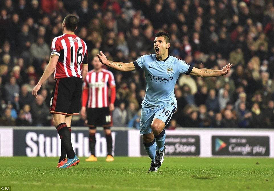 Sunderland 1-4 Manchester City: Sergio Aguero sublime as Stevan Jovetic and Pablo Zabaleta chip in to break Black Cats curse | Daily Mail Online