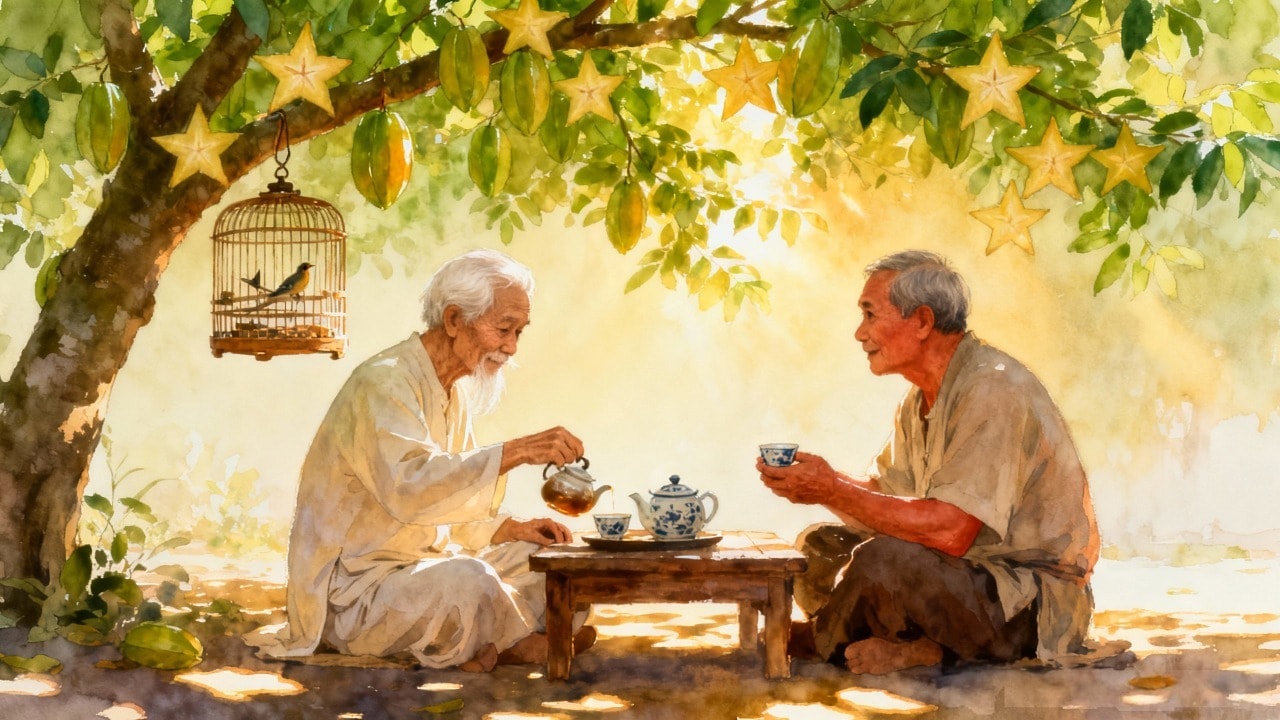 Duyên trà. Minh họa Hồng Toại