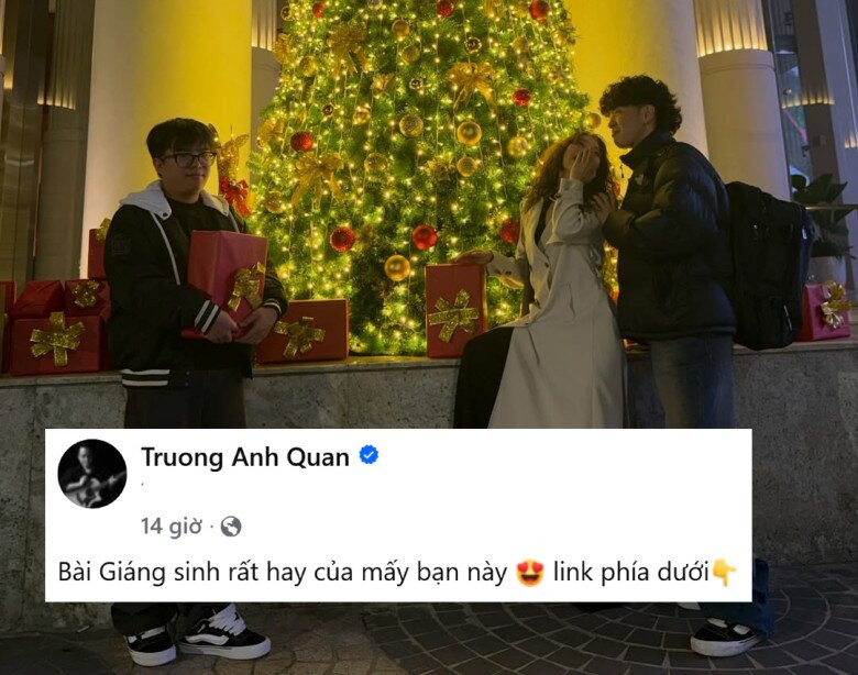 Nhạc sĩ Anh Quân chia sẻ lại hình ảnh lãng mạn của đôi trẻ.