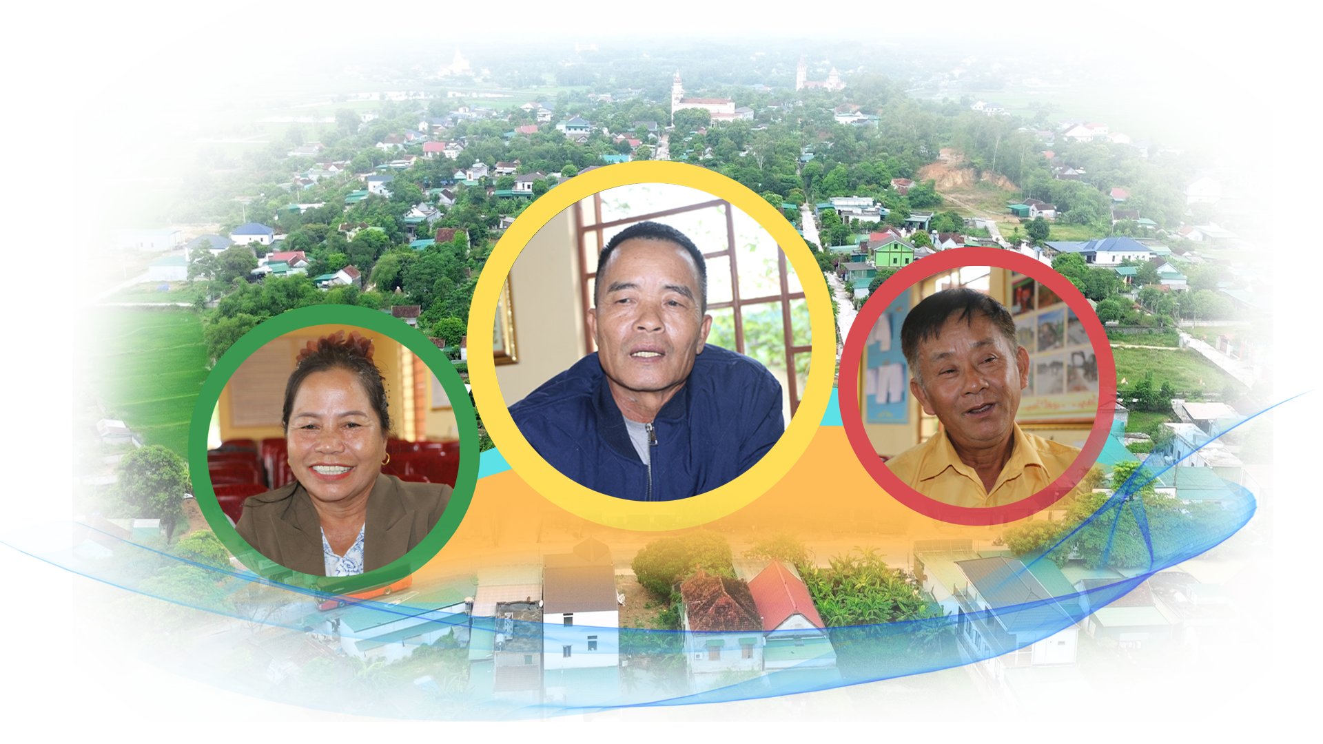Bà Nguyễn Thị Huệ - Xóm trưởng; Ông Lương Ngọc Ân - Bí thư chi bộ; Ông Đặng Trọng Viễn -Trưởng ban công tác Mặt trận xóm 5, Nghi Văn (xã Văn Kiều). Ảnh: G.H