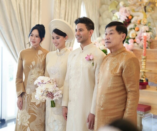 Vợ chồng con gái tỷ phú Johnathan Hạnh Nguyễn tổ chức đám cưới lãng mạn.