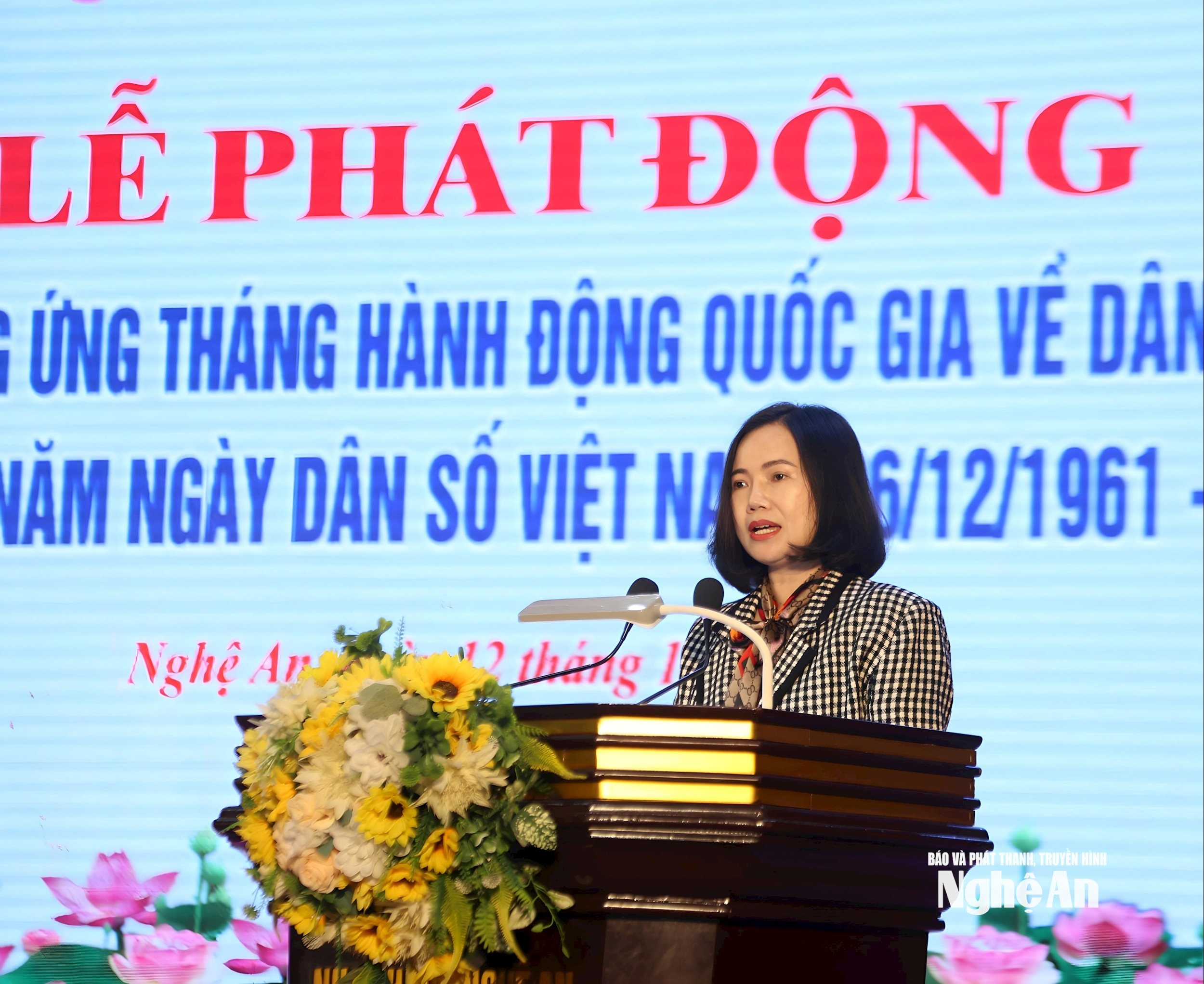 Directorul adjunct al Departamentului Populației - Ministerul Sănătății, Hoan Thi Thom, vorbește la ceremonie. Fotografie - My Ha