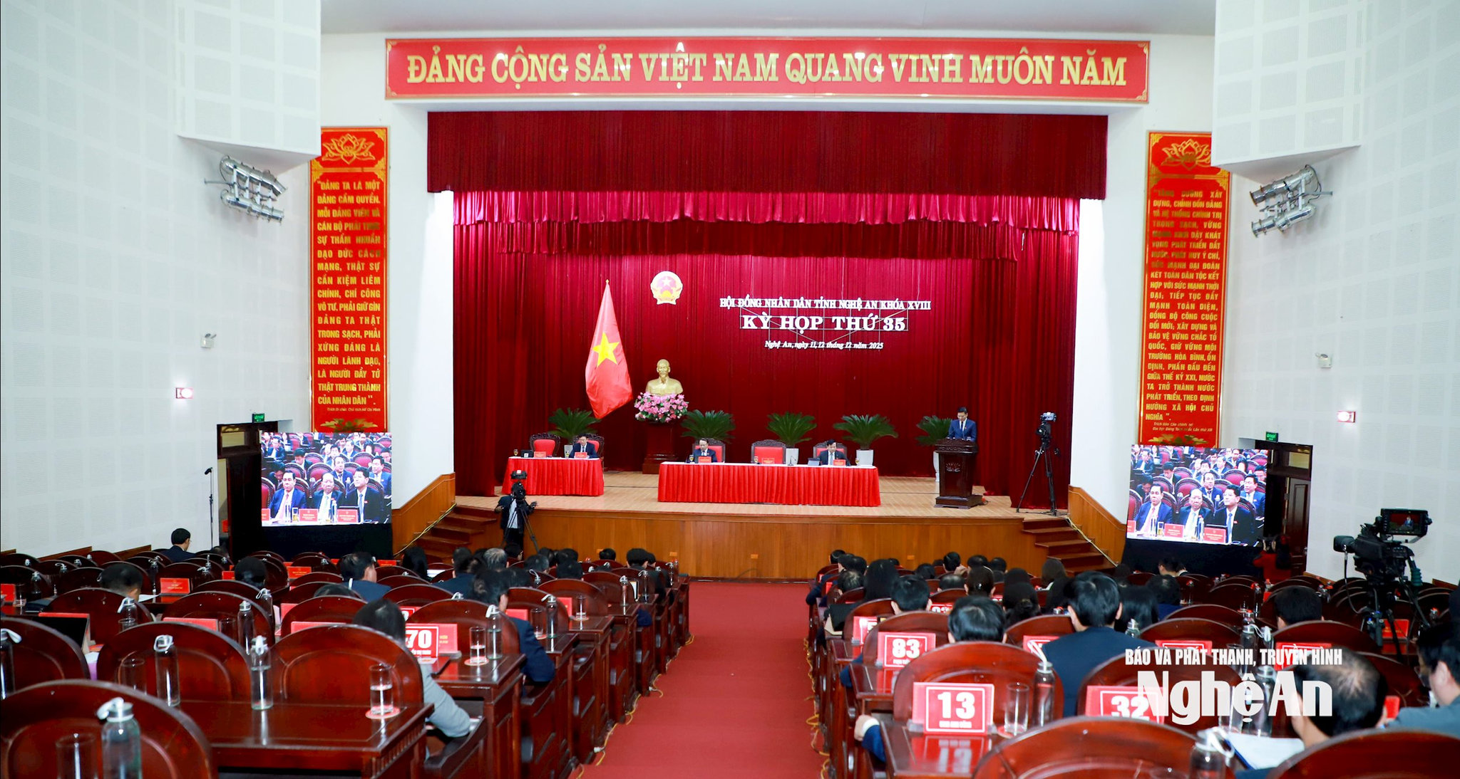 Quang cảnh phiên làm việc chiều 12/12 tại Kỳ họp thứ 35, HĐND tỉnh khóa XVIII. Ảnh: Thành Duy