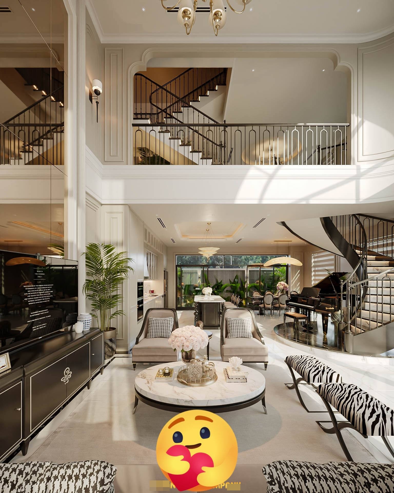 Thiết kế nội thất bên trong biệt thự mới của Mạnh Trường với tông màu trang nhã, hiện đại.