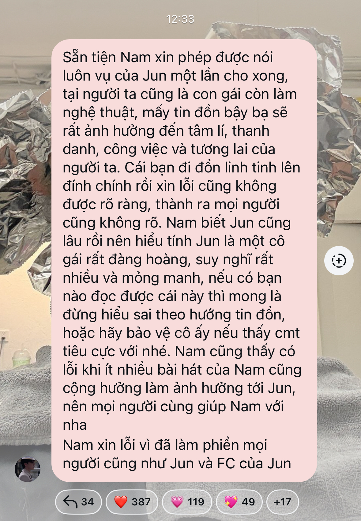 Hải Nam chính thức phản hồi, đính chính thông tin sai lệch về Jun Vũ