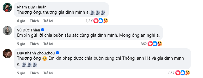 Dàn sao gửi lời chia buồn với gia đình chị Vàng Thị Thông