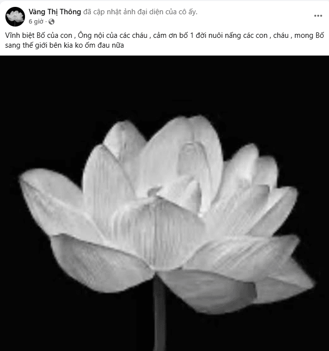 Chị Vàng Thị Thông xót xa thông báo bố chồng đã qua đời