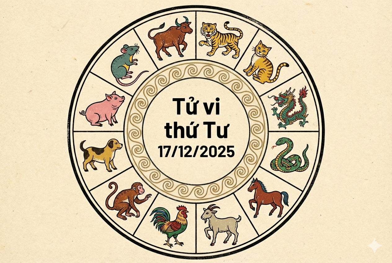 Tử vi thứ Tư 17/12/2025 của 12 con giáp: Dần đón vận may, Tý gặp trở ngại
