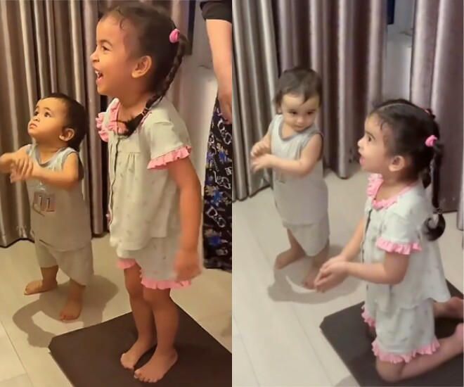Võ Hạ Trâm cho 2 con đi lạy Phật để làm lành với nhau.