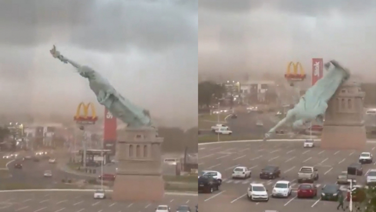 Bản sao “Nữ thần Tự do” cao khoảng 24m sụp đổ trong bão ở miền Nam Brazil